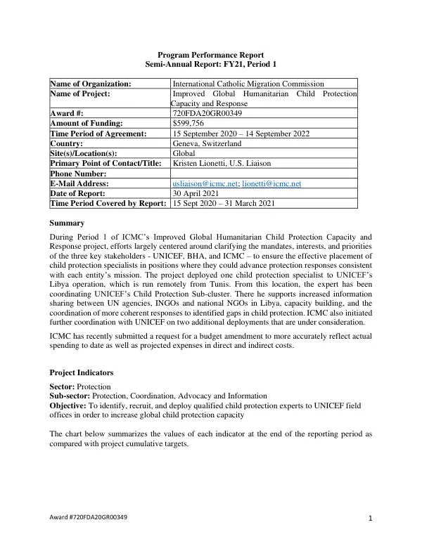 Program Performance Report