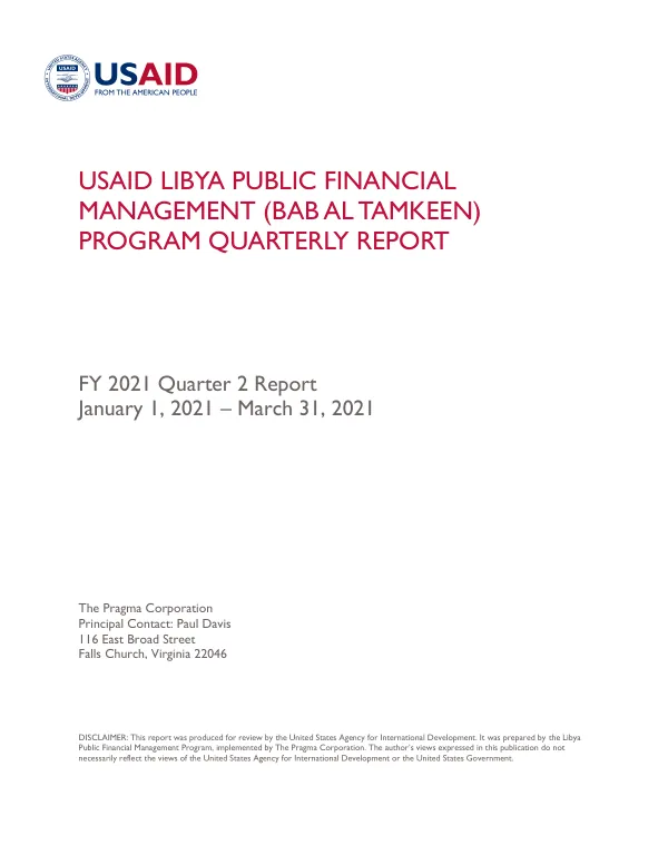 USAID Libya Public Financial Management (BAB AL TAMKEEN) Program Quarterly Report FY 2021 Quarter 2