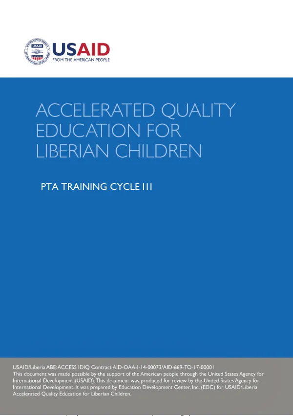 Accelerated Quality Education for Liberian Children | PTA Training Cycle 3 Manual