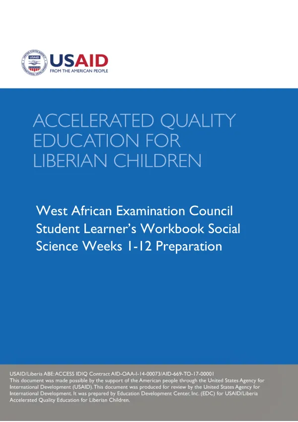 West African Examination Council Student Learner’s Workbook Social Science Weeks 1-12 Preparation