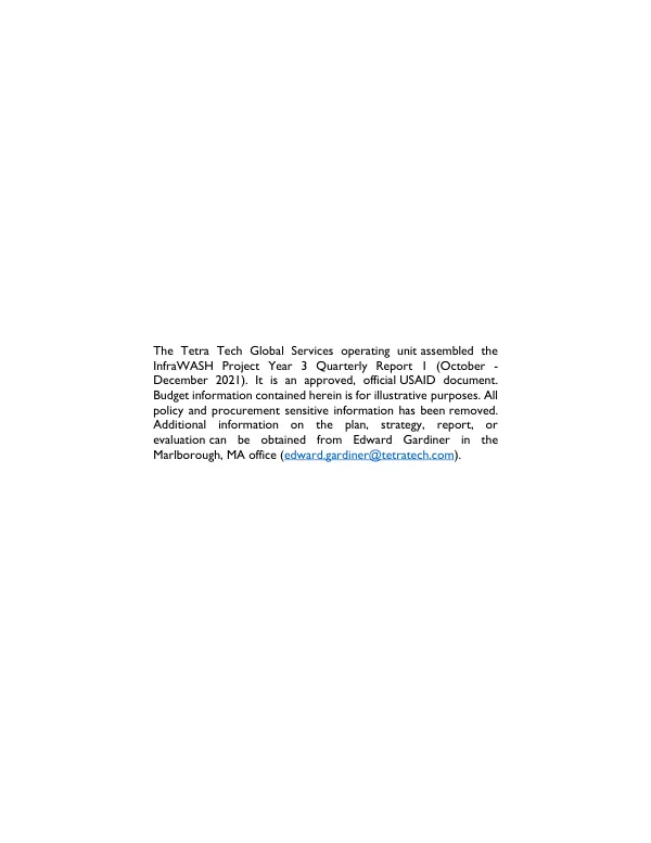 InfraWASH Project Year 3 Quarterly Report 1 (October - December 2021)