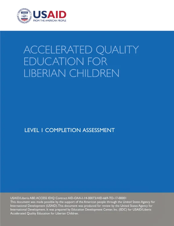 Accelerated Quality Education for Liberian Children | Level 1 Completion Assessment