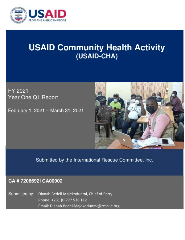USAID Community Health Activity (USAID-CHA) Year One Q1 Report