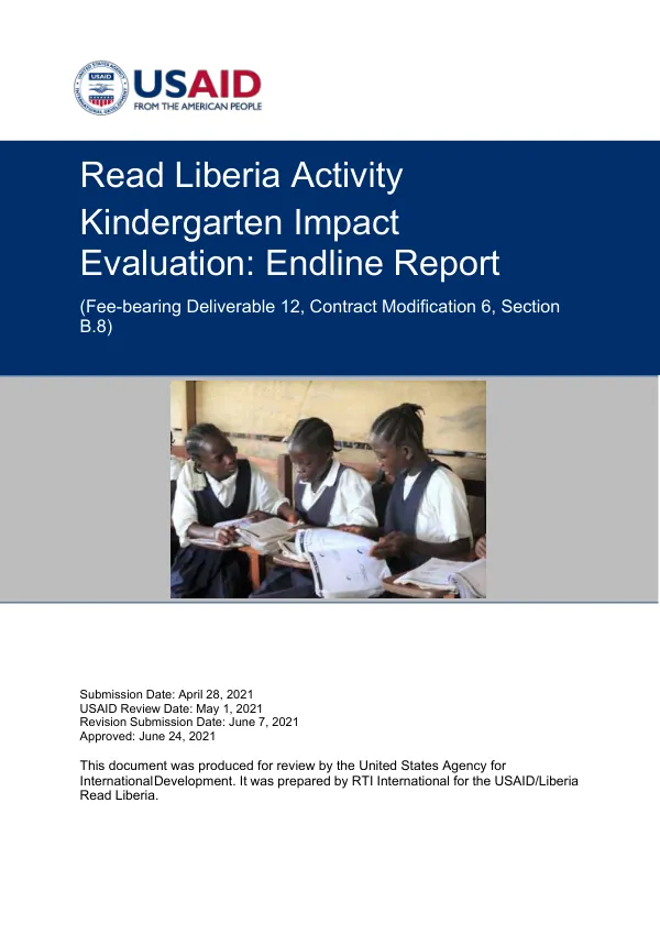 Read Liberia Activity Kindergarten Impact Evaluation: Endline Report
