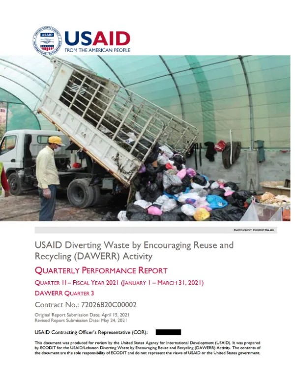 USAID DAWERR: Q2 FY2021/ Q3 Y1 – QUARTERLY PERFORMANCE REPORT
