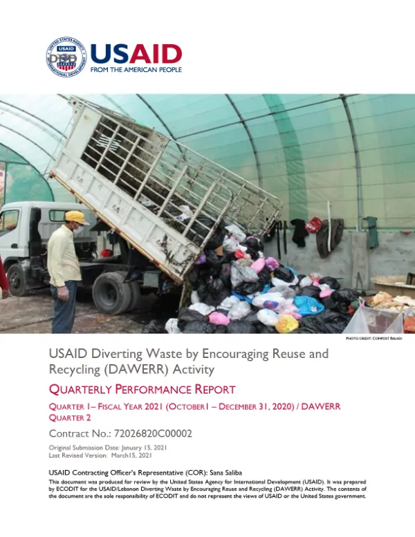 USAID DAWERR: Q1 FY2021/ Q2 Y1 – QUARTERLY PERFORMANCE REPORT