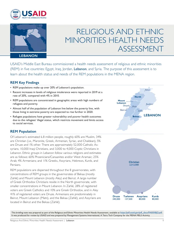 Religious and Ethnic Minority Health Needs Assessment Briefing Note: Lebanon
