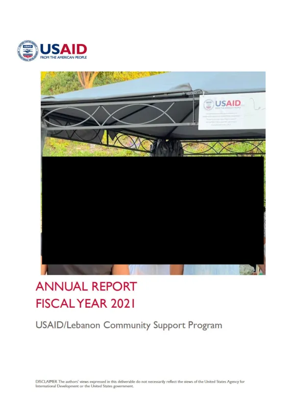 Annual Report, October 2020 – September 2021: USAID/Lebanon Community Support Program