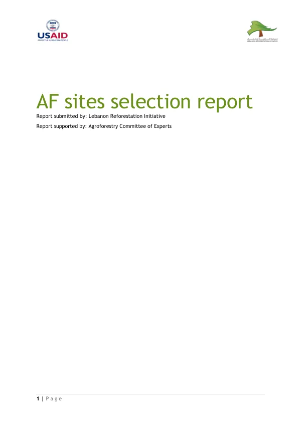 AF sites selection report