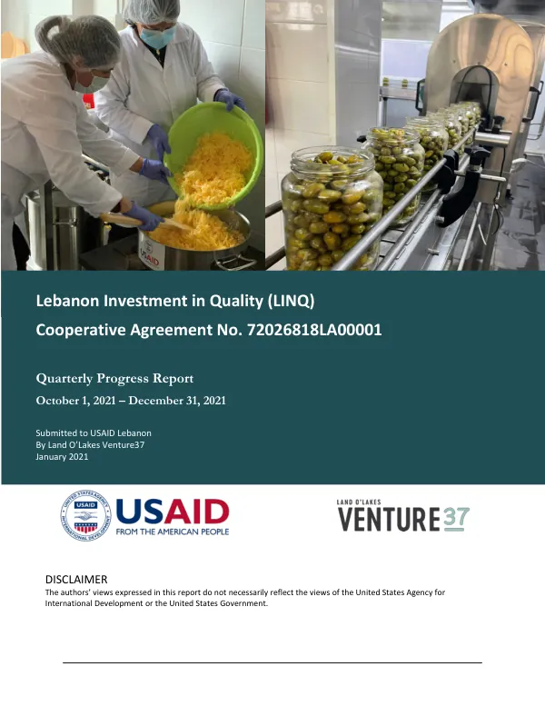 Lebanon Investment in Quality (LINQ) Quarterly Progress Report – Y4Q1, October 2021-December 2021