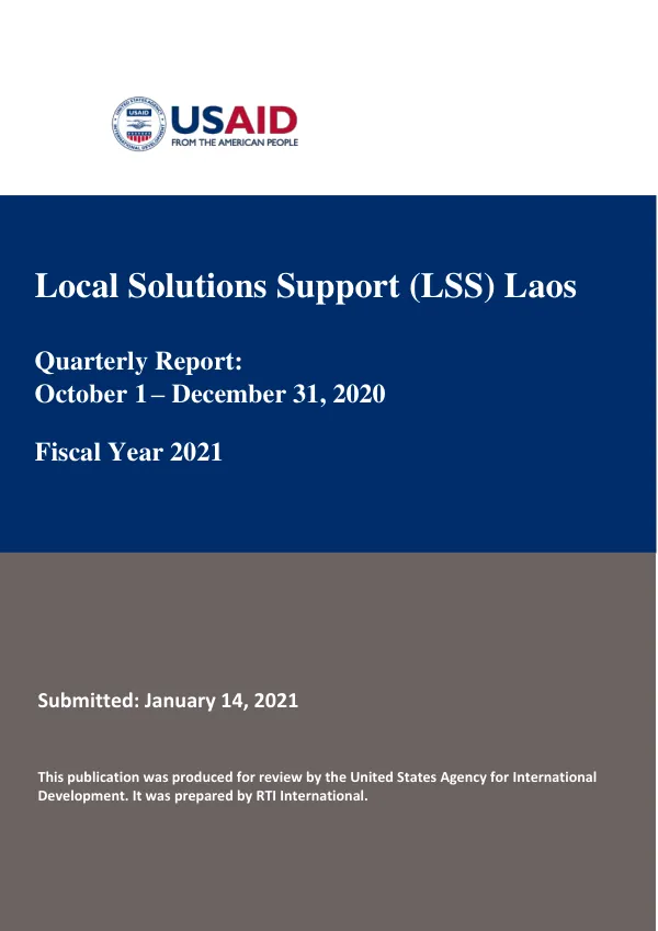 Local Solutions Support Laos Quarterly Report: October 1 – December 31, 2020 Fiscal Year 2021