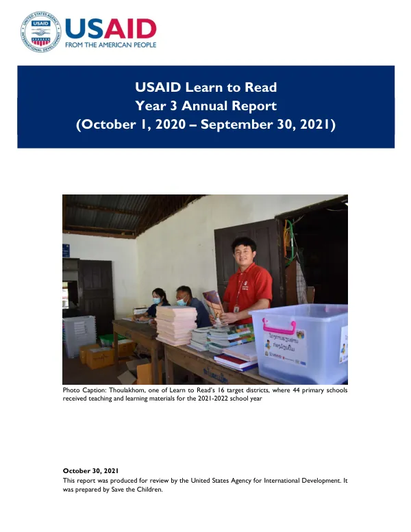 USAID Learn to Read Year 3 Annual Report (October 1, 2020 – September 30, 2021)
