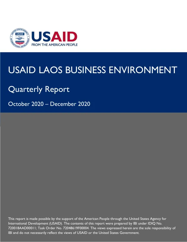 Laos Business Environment Activity FY21 Q1 Progress Report