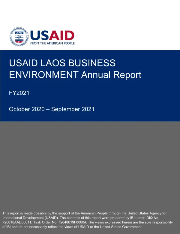 USAID LAOS BUSINESS ENVIRONMENT ANNUAL REPORT FY2021