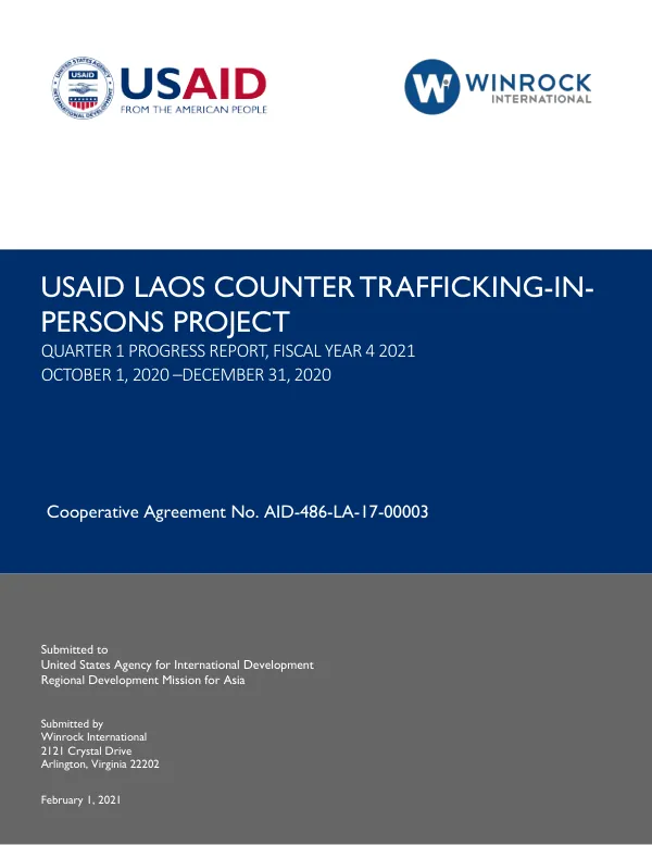 USAID Laos Counter Trafficking-in-Persons Project Quarter 1 Progress Report, Fiscal Year 4 2021
