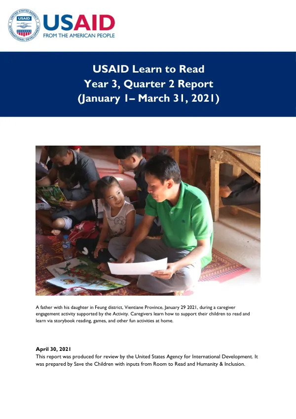 USAID Learn to Read Year 3, Quarter 2 Report (January 1 – March 31, 2021)