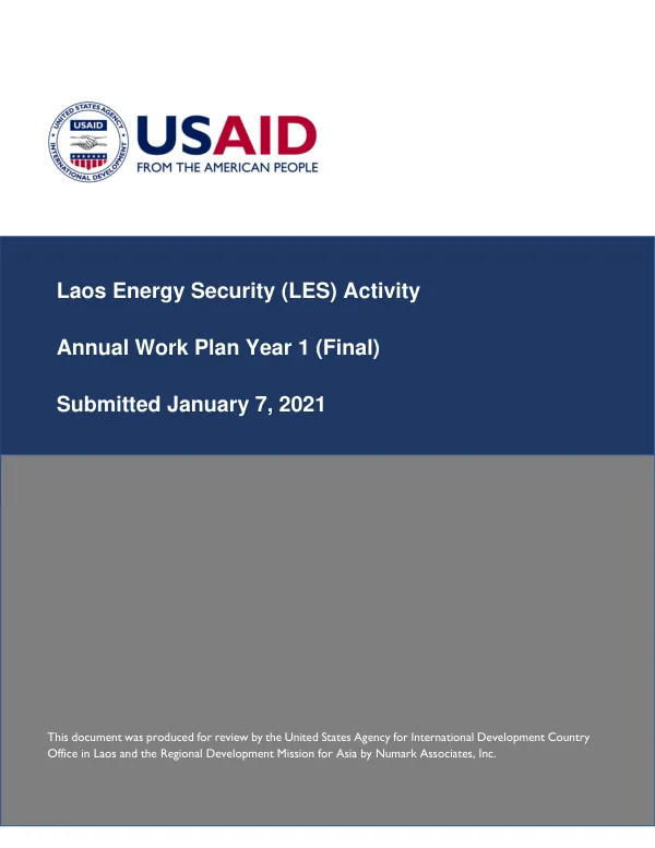 Annual Work Plan Year 1 (Final) for USAID Laos Energy Security Activity