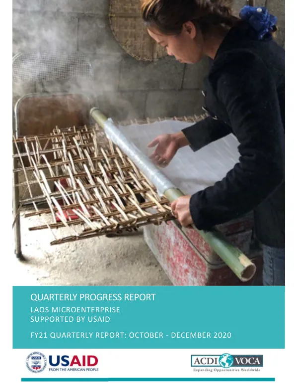 FY21 Quarterly Report: Laos Microenterprise Quarterly Progress Report