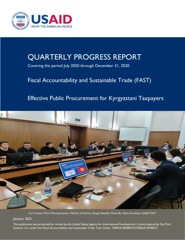 USAID Fiscal Accountability and Sustainable Trade, Quarterly Progress Report, January 2021