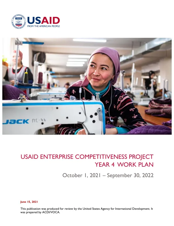 USAID Enterprise Competitiveness Project Year 4 Work Plan