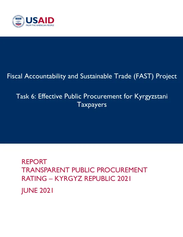 Transparent Public Procurement Rating – Kyrgyz Republic 2021