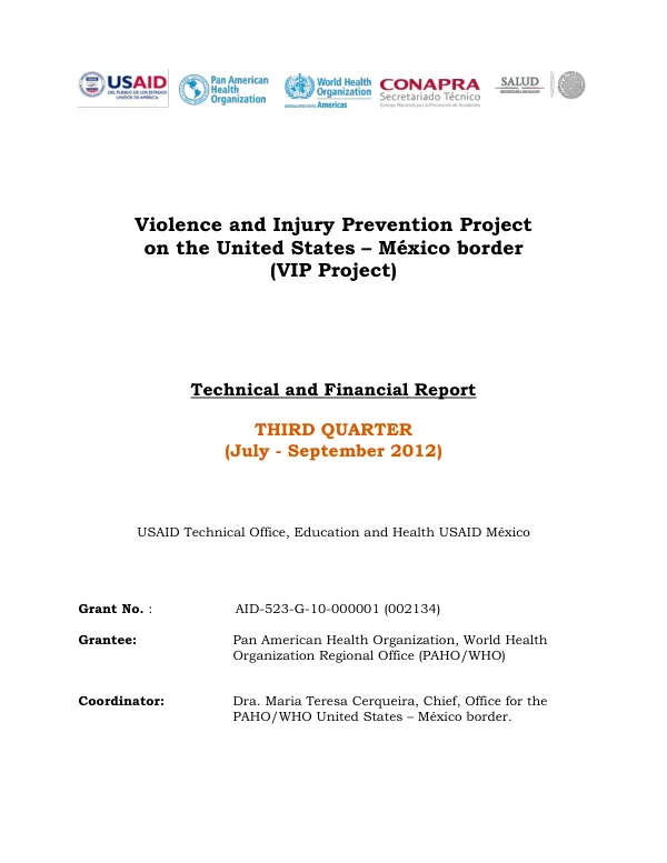 Reporte Técnico y Financiero Tercer Trimestre (julio-septiembre) 2012 (Inglés)