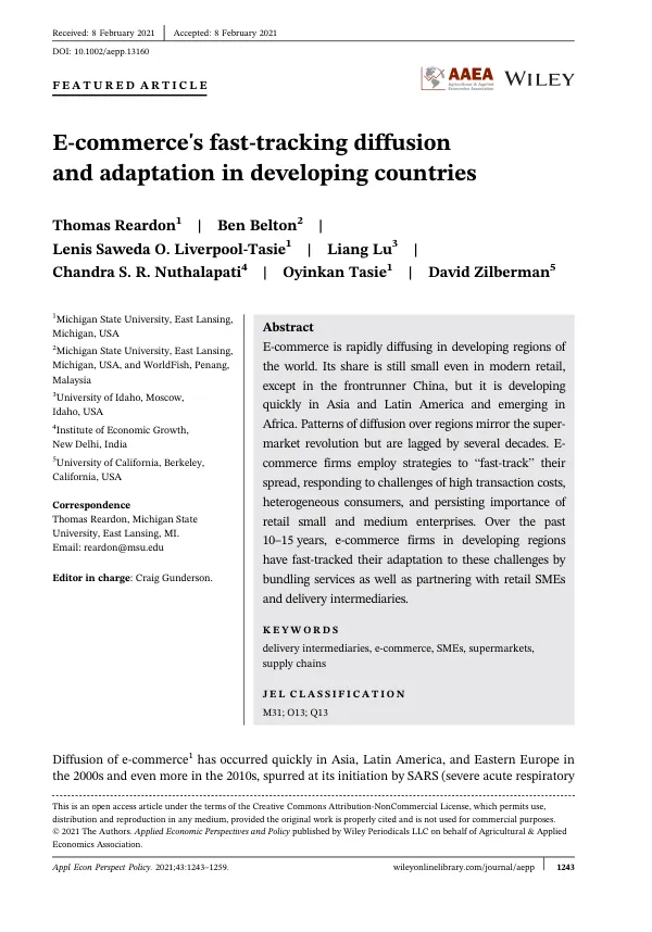 E-commerce's fast-tracking diffusion and adaptation in developing countries