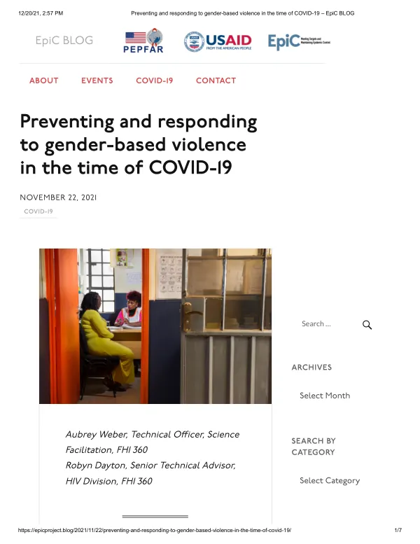Preventing and responding to gender-based violence in the time of COVID-19