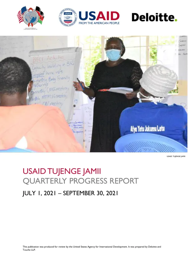 USAID Tujenge Jamii Quarterly Progress Report July 1, 2021 – September 30, 2021