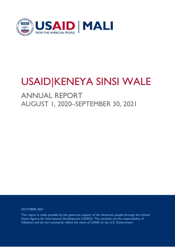 USAID | Keneya Sinsi Wale Annual Report (Aug 2020 - September 2021)