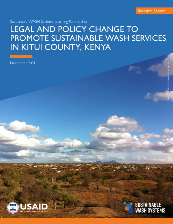 Legal and Policy Change to Promote Sustainable WASH Services in Kitui County, Kenya