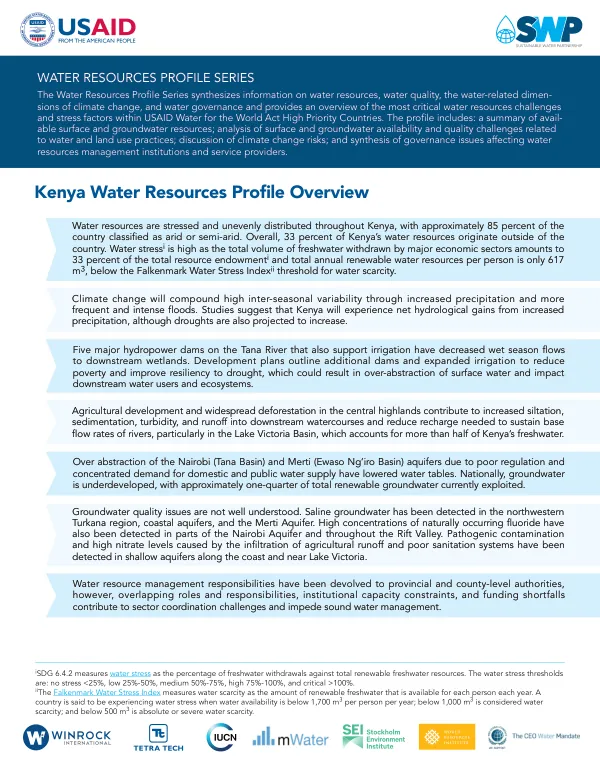 Water Resources Profile Series: Kenya Water Resources Profile Overview