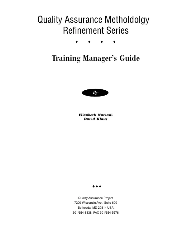 Training Manager’s Guide