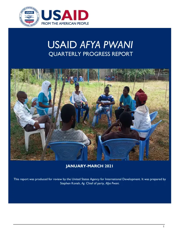 USAID AFYA PWANI PROGRESS REPORT Q2 JANUARY-MARCH 2021