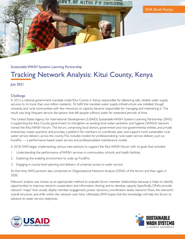 Sustainable WASH Systems Learning Partnership: Tracking Network Analysis: Kitui County, Kenya