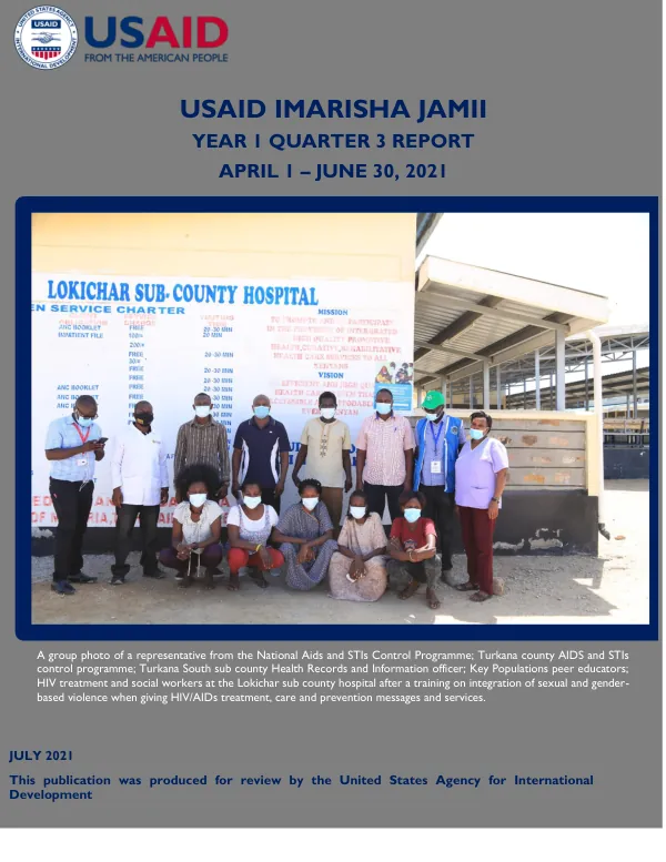 USAID/KENYA IMARISHA JAMII PROGRESS REPORT FOR Q3 FY 2021