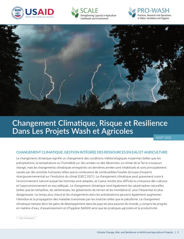 Climate Change, Risk, and Resilience in WASH and Agriculture Projects