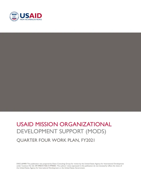USAID MODS FY2021 Q4 Work Plan
