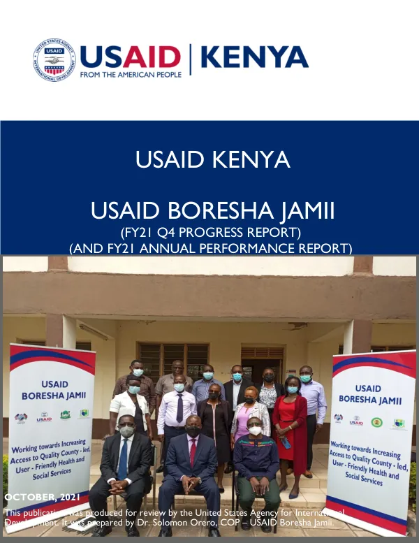 USAID/KENYA (USAID Boresha Jamii) Progress Report for Q4 FY 2021/ Annual Progress Report