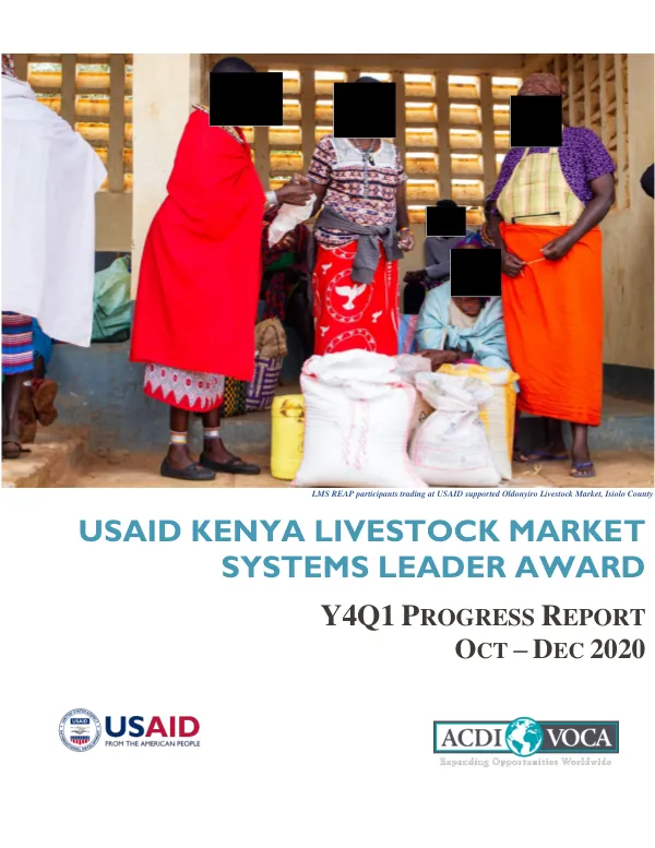 USAID/Kenya Livestock Market System Leader Award FY2021 Q1 Progress Report