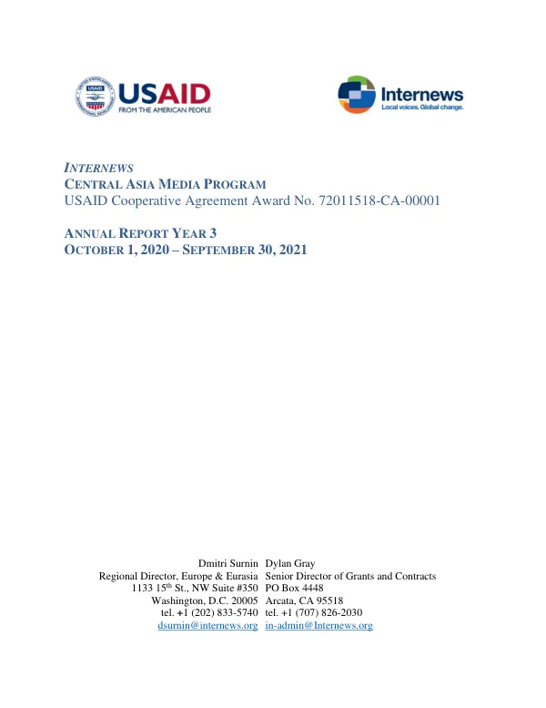 Annual Report Year 3: Central Asia Media Program