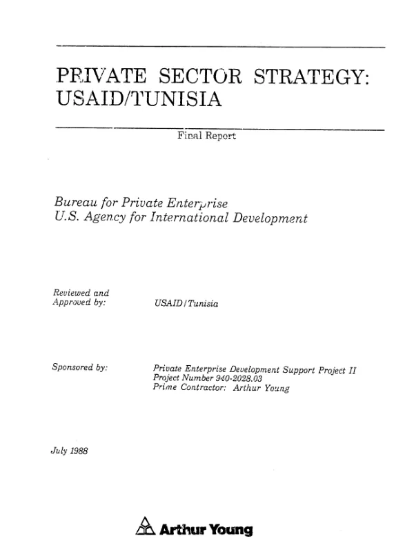 Private sector strategy : USAID/Tunisia -- final report