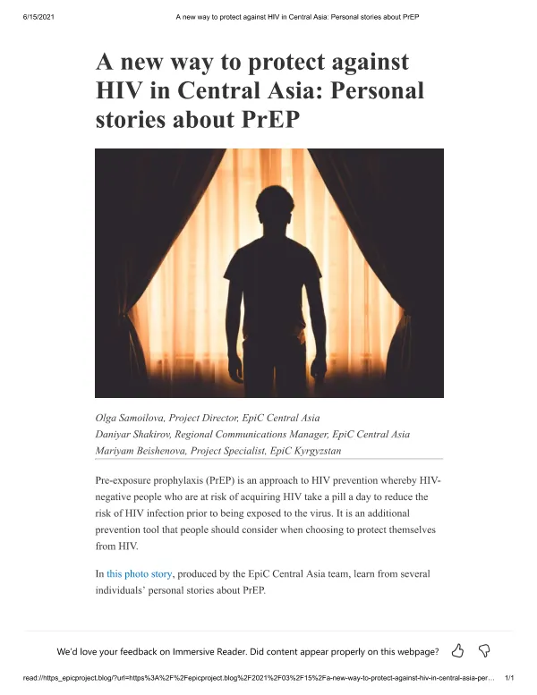 A new way to protect against HIV in Central Asia: Personal stories about PrEP