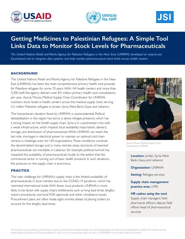 Getting Medicines to Palestinian Refugees: A Simple Tool Links Data to Monitor Stock Levels for Pharmaceuticals