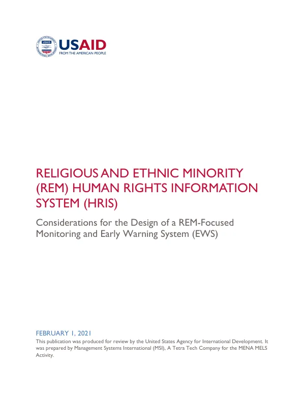Religious and Ethnic Minority (REM) Human Rights Information System (HRIS): Considerations for the Design of a REM-Focused Monitoring and Early Warning System (EWS)