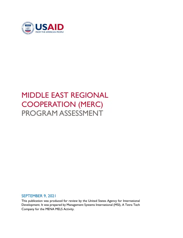 Middle East Regional Cooperation (MERC) Program Assessment