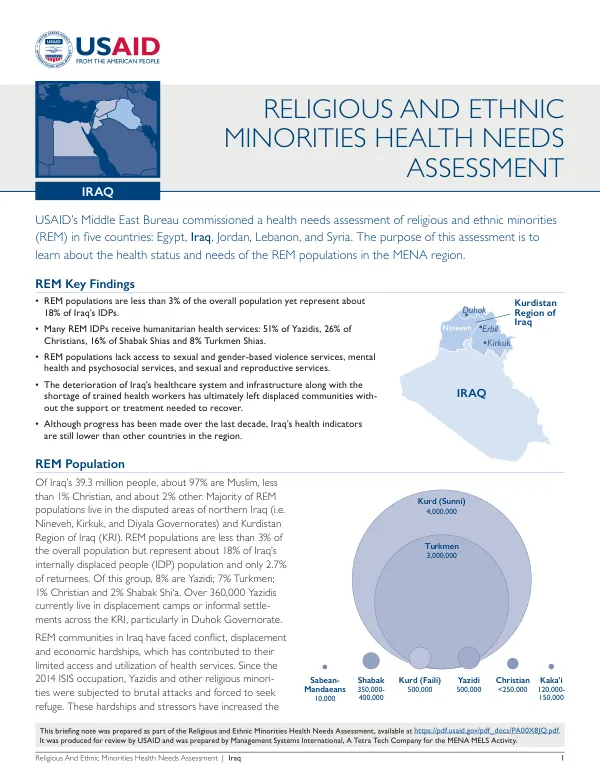 Religious and Ethnic Minorities Health Needs Assessment Briefing Note: Iraq