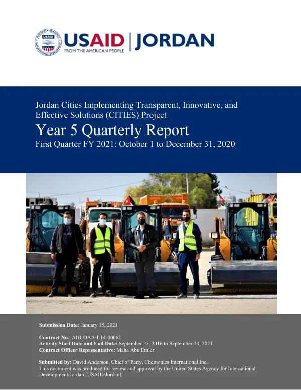 USAID CITIES, First Quarterly Report FY 2021/YEAR 5 (October 1 – December 31, 2020)