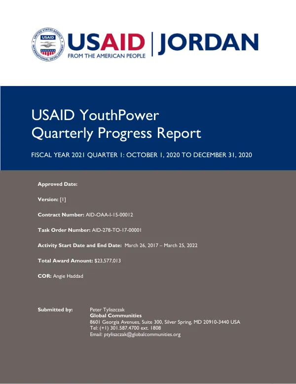 USAID YouthPower FY 21 Q1 Progress Report