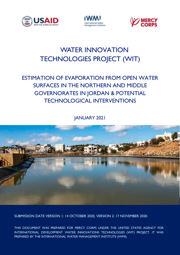 Estimation of Evaporation from Open Water Surfaces in the Northern and Middle Governorates in Jordan & Potential Technological Interventions